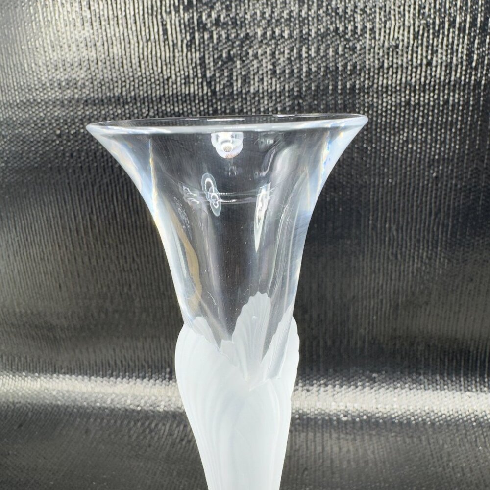 Sasaki Aegean Clear Frosted Stems Glass Crystal Candlestick Holder Set 2 Vintage - Picture 5 of 13